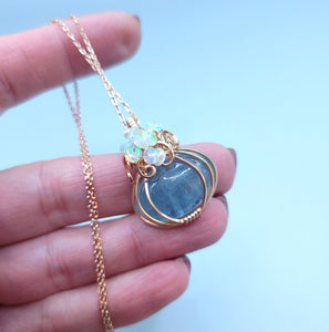 Rose Gold Aquamarine Mini Pumpkin Pendant