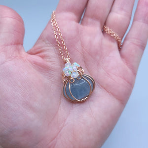 Rose Gold Aquamarine Mini Pumpkin Pendant