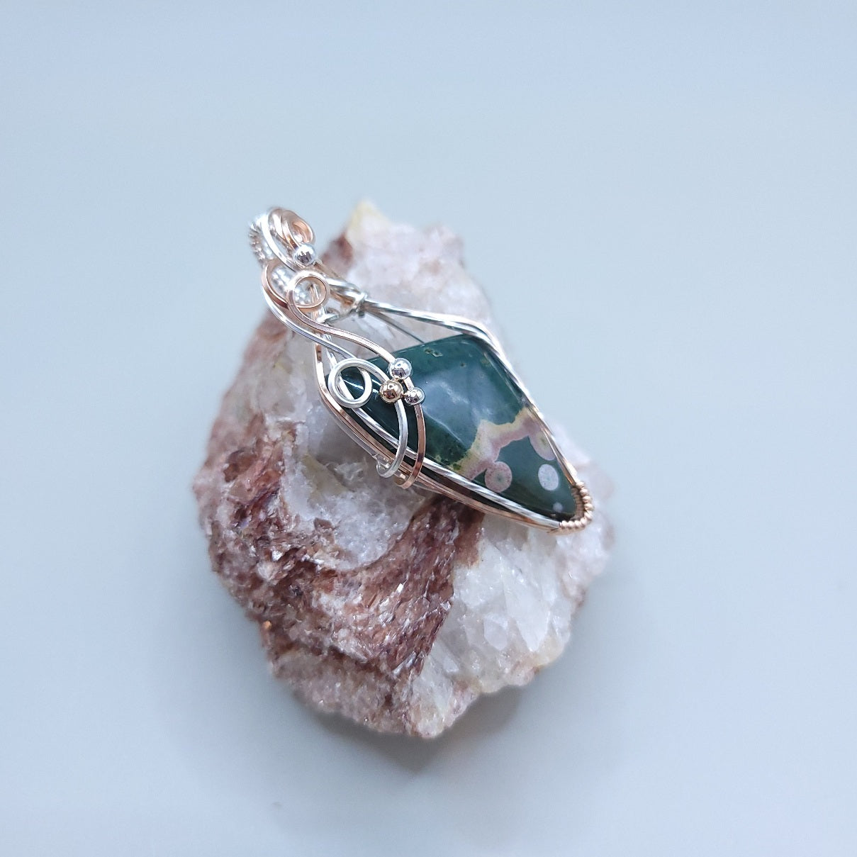 Mixed Metal Ocean Jasper Pendant