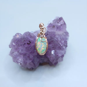 14K Rose Gold Ethiopian Fire Opal Pendant