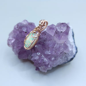 14K Rose Gold Ethiopian Fire Opal Pendant