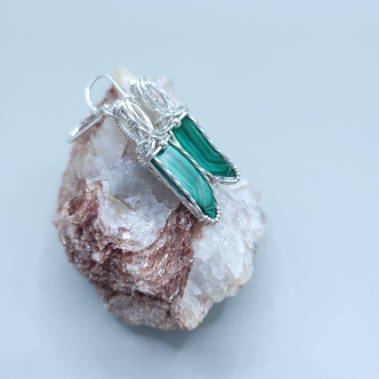 Sterling Silver Malachite Earrings