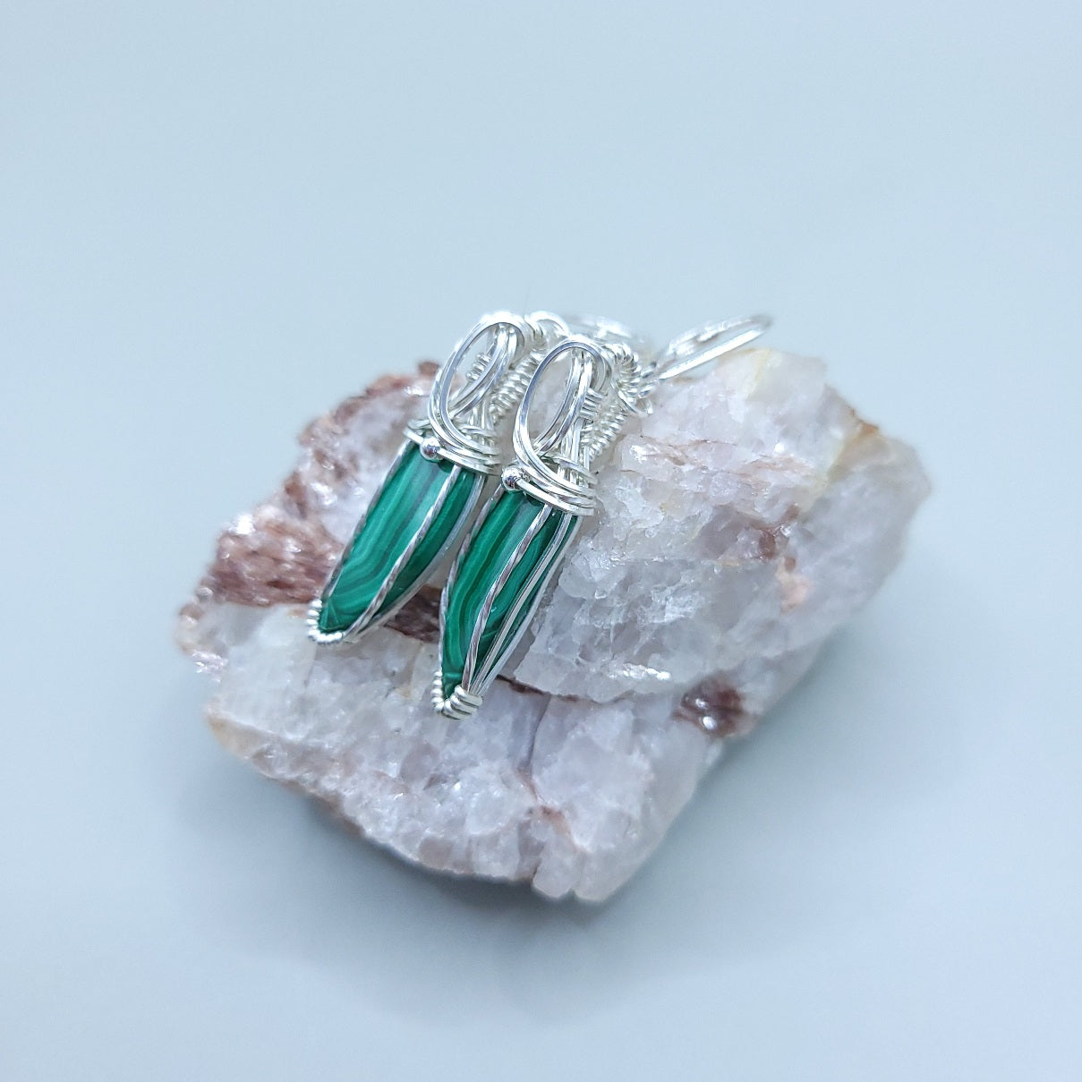 Sterling Silver Malachite Earrings