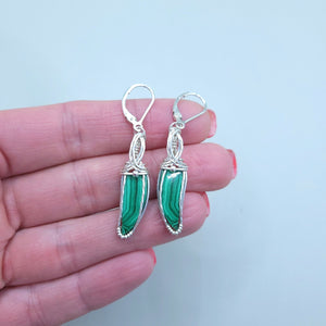 Sterling Silver Malachite Earrings