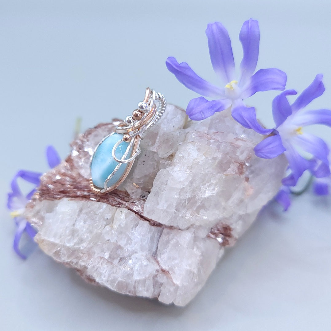 Mixed Metal Larimar Pendant