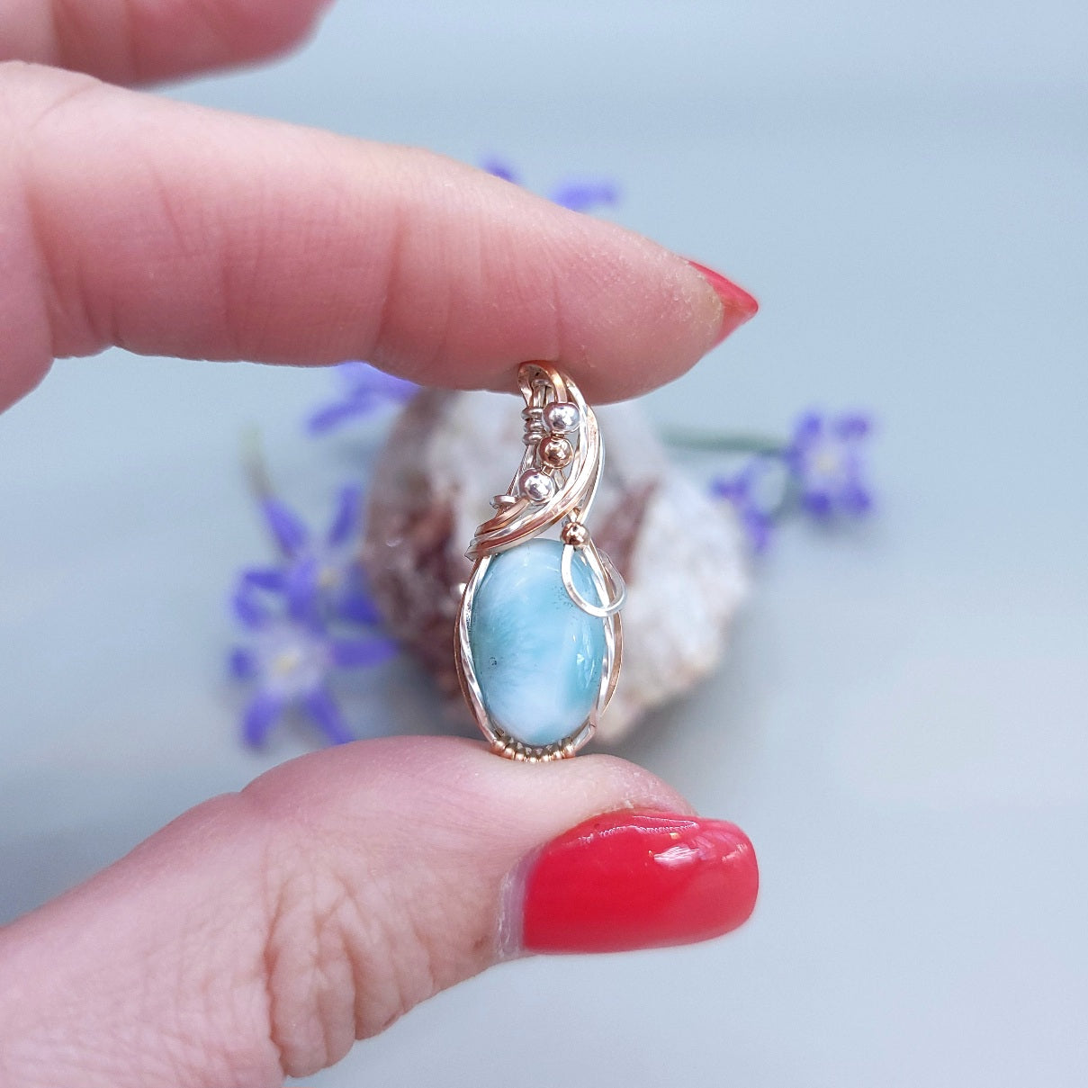 Mixed Metal Larimar Pendant