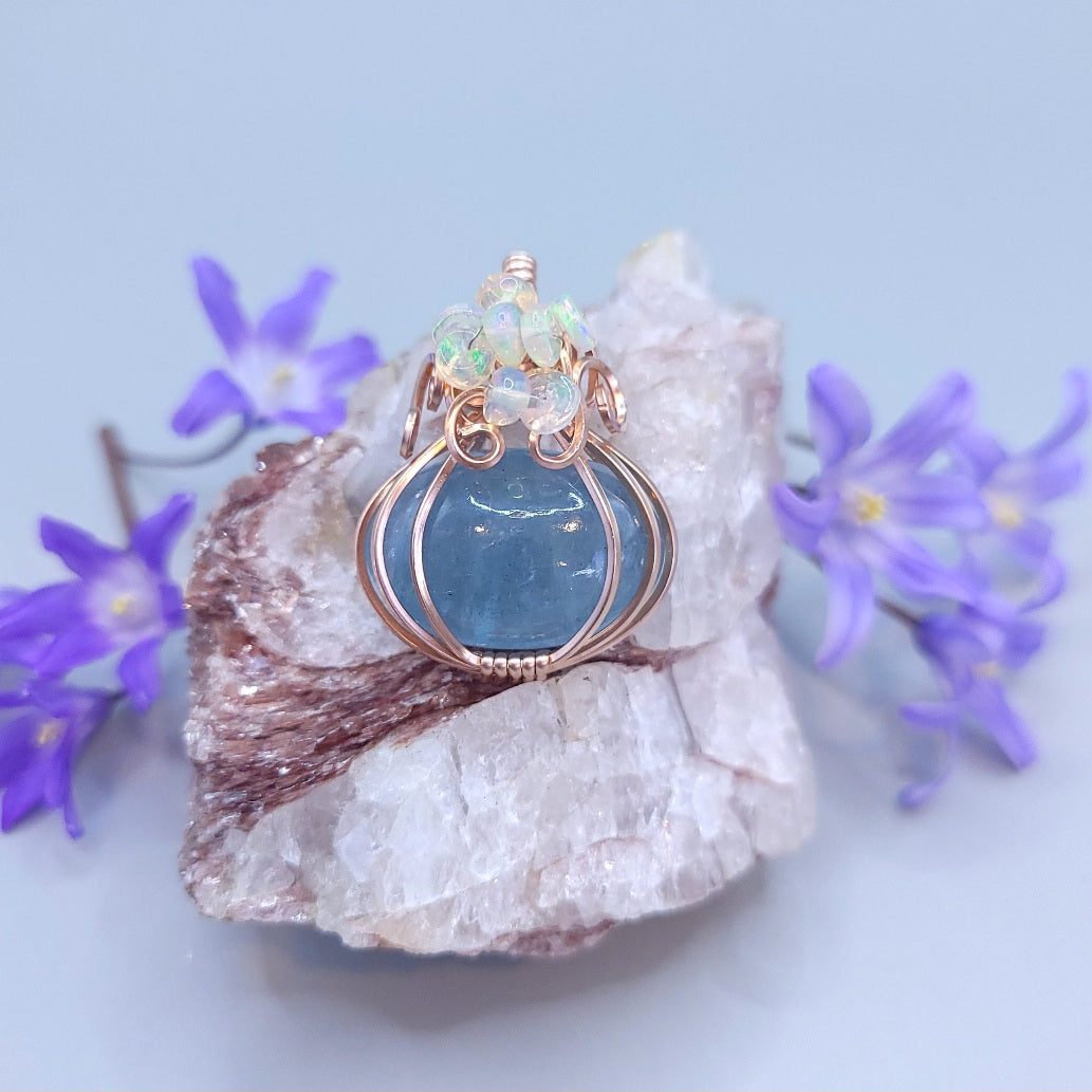 Rose Gold Aquamarine Mini Pumpkin Pendant