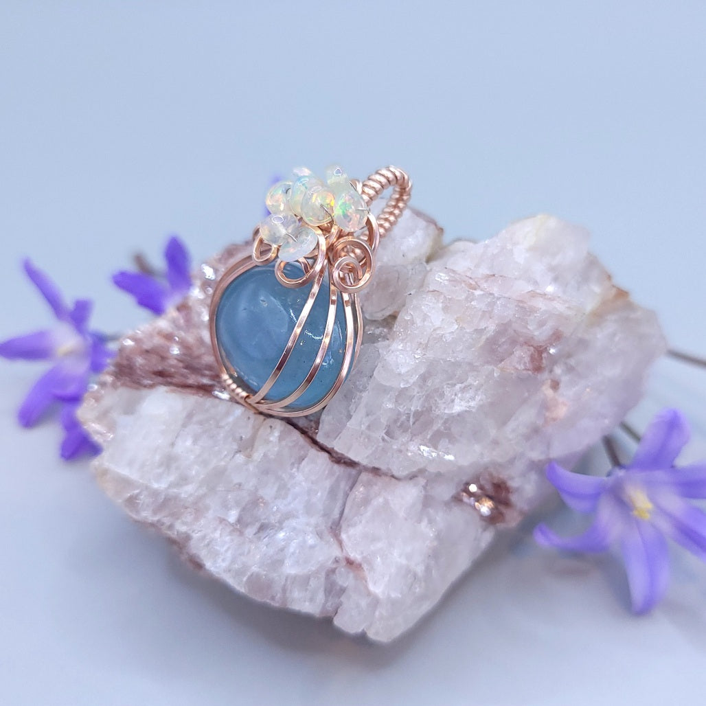 Rose Gold Aquamarine Mini Pumpkin Pendant