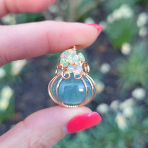 Rose Gold Aquamarine Mini Pumpkin Pendant