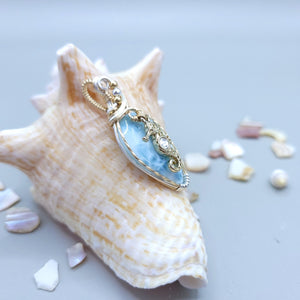 Mixed Metal Larimar Seahorse Pendant