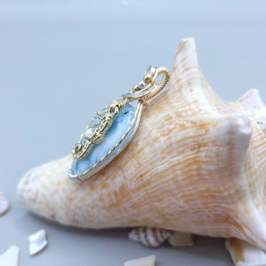 Mixed Metal Larimar Seahorse Pendant