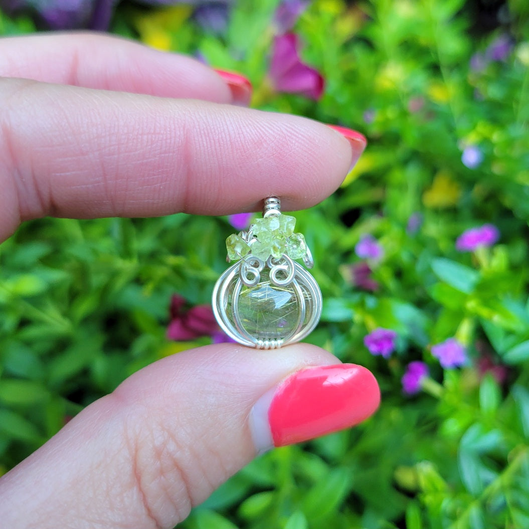 Sterling Silver Rutilated Quartz Nano Pumpkin Pendant