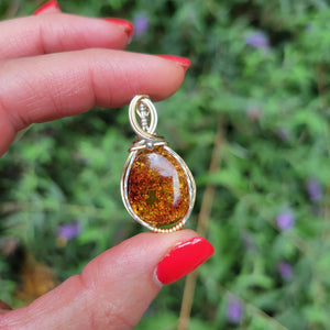 Mixed Metal Baltic Amber Pendant