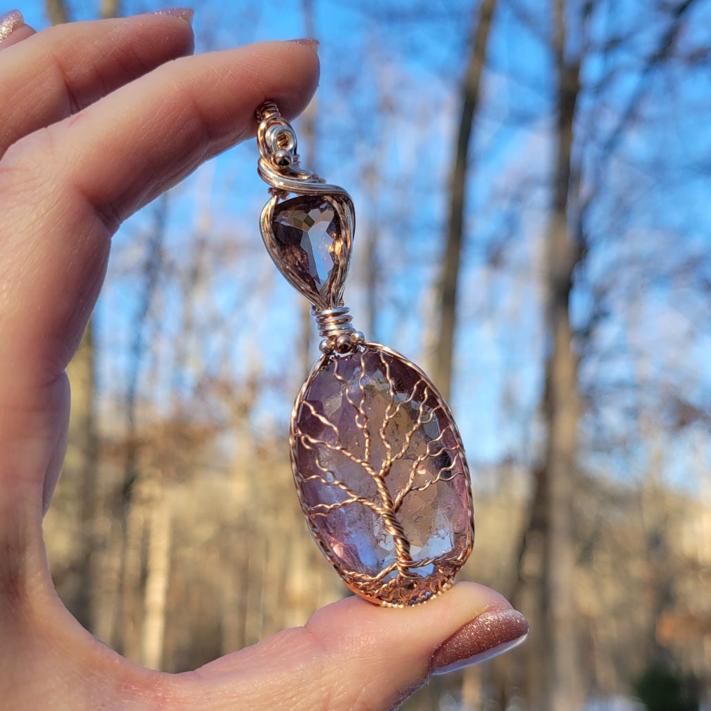 Mixed Metal Ametrine Tree Double Pendant