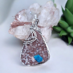 Antique Sterling Silver Cavansite Pendant
