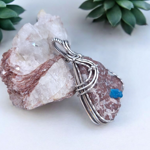 Antique Sterling Silver Cavansite Pendant