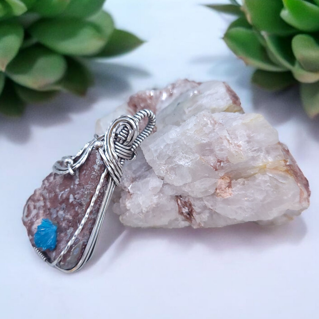 Antique Sterling Silver Cavansite Pendant