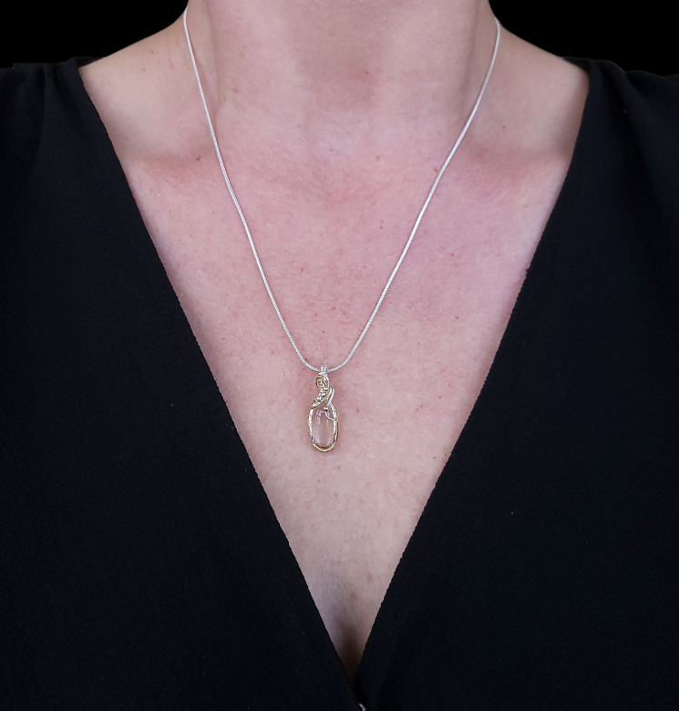 Mixed Metal Rare Malawi Rainbow Moonstone Pendant