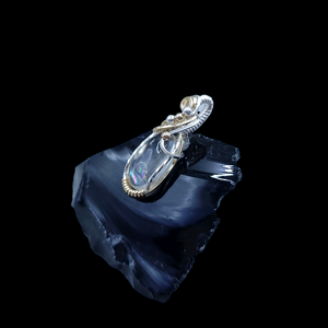 Mixed Metal Rare Malawi Rainbow Moonstone Pendant