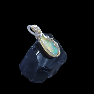 Mixed Metal Ethiopian Welo Opal Pendant