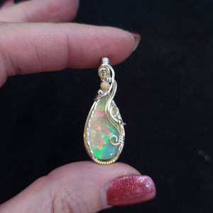 Mixed Metal Ethiopian Welo Opal Pendant