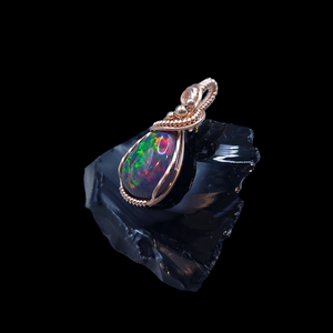 14K Rose Gold Ethiopian Pin Fire Opal Pendant