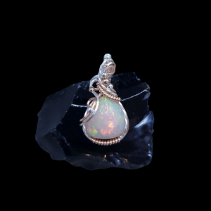 Mixed Metal Ethiopian Honeycomb Welo Opal Pendant