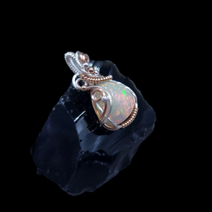 Mixed Metal Ethiopian Honeycomb Welo Opal Pendant