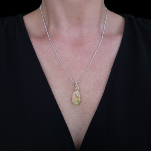Mixed Metal Ethiopian Welo Opal Pendant