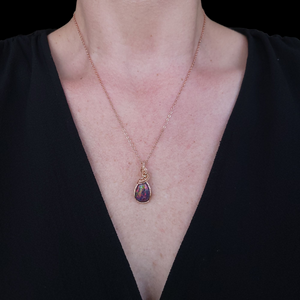 14K Rose Gold Ethiopian Pin Fire Opal Pendant