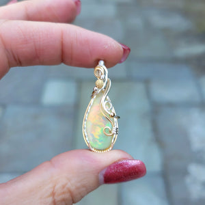 Mixed Metal Ethiopian Welo Opal Pendant