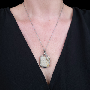 Antique Sterling Silver Fossilized Coral Pendant