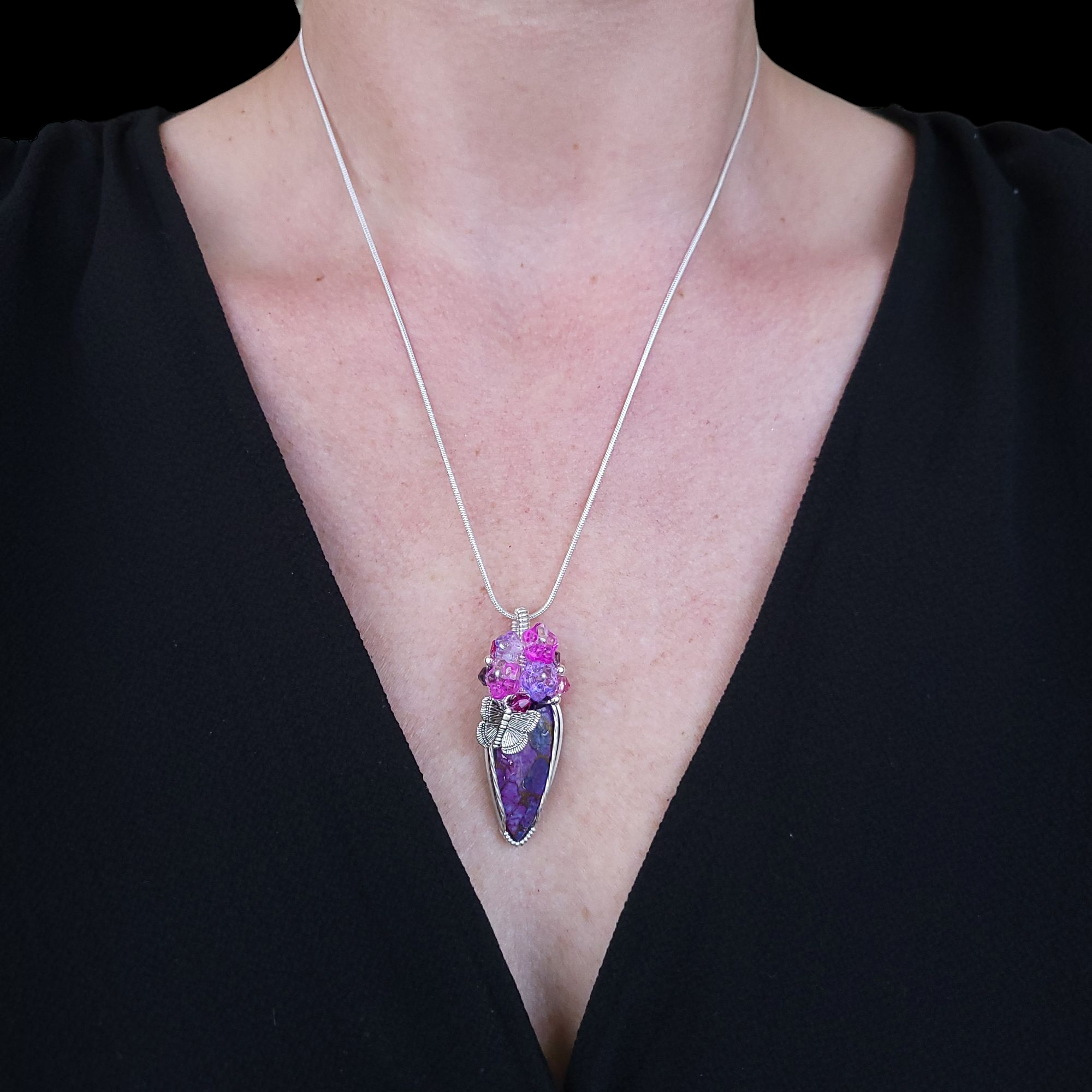 Sterling Silver Purple Mohave Turquoise Spring Pendant