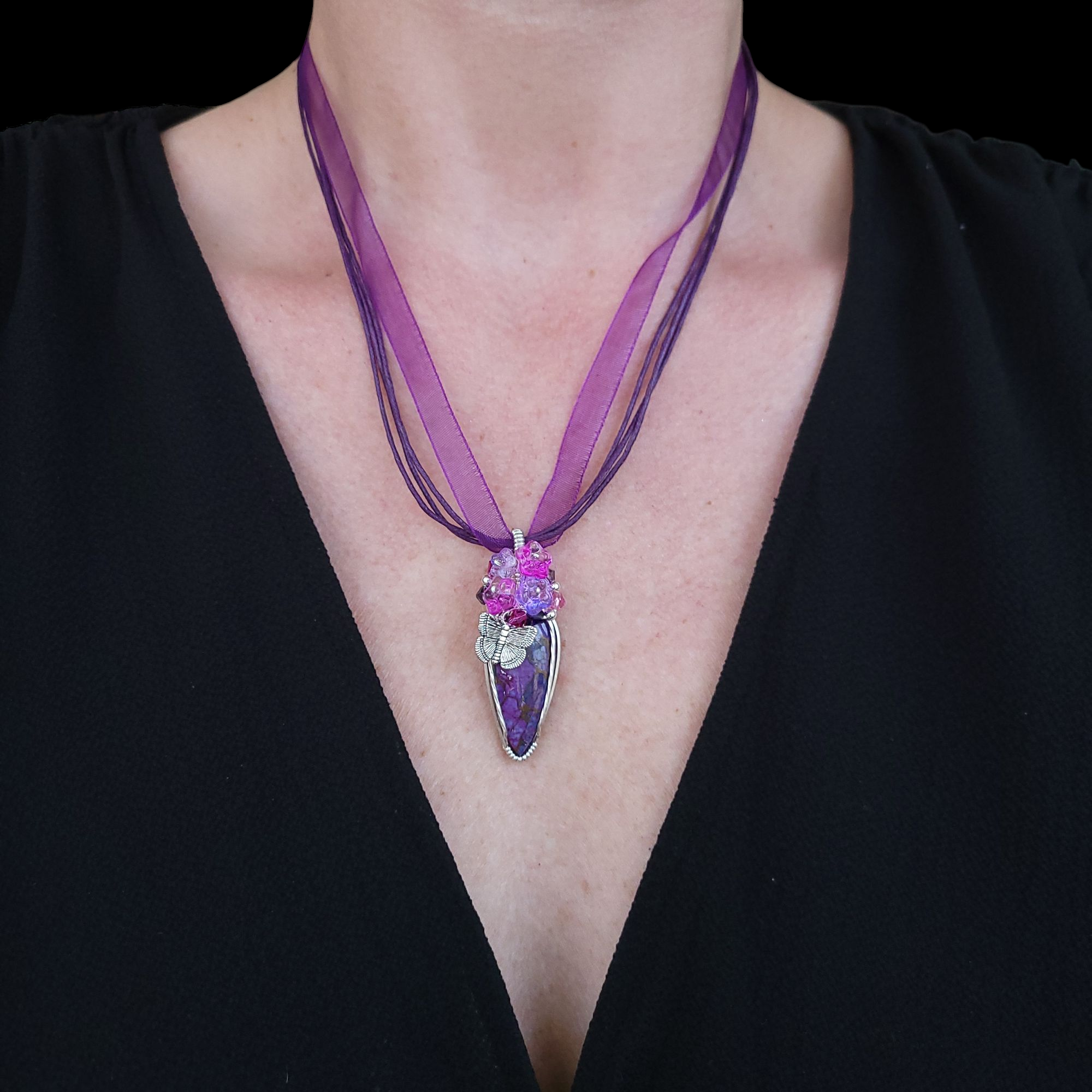 Sterling Silver Purple Mohave Turquoise Spring Pendant