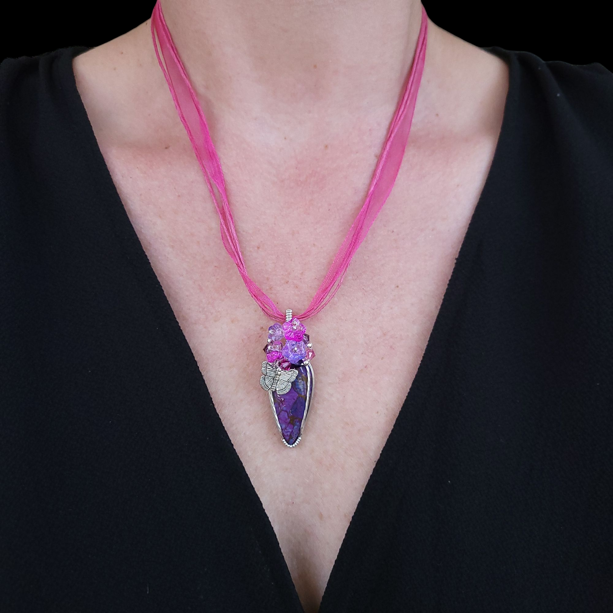 Sterling Silver Purple Mohave Turquoise Spring Pendant