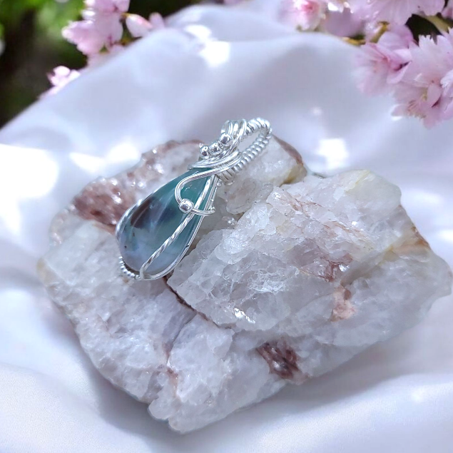Sterling Silver Aqua Chrysoprase Pendant