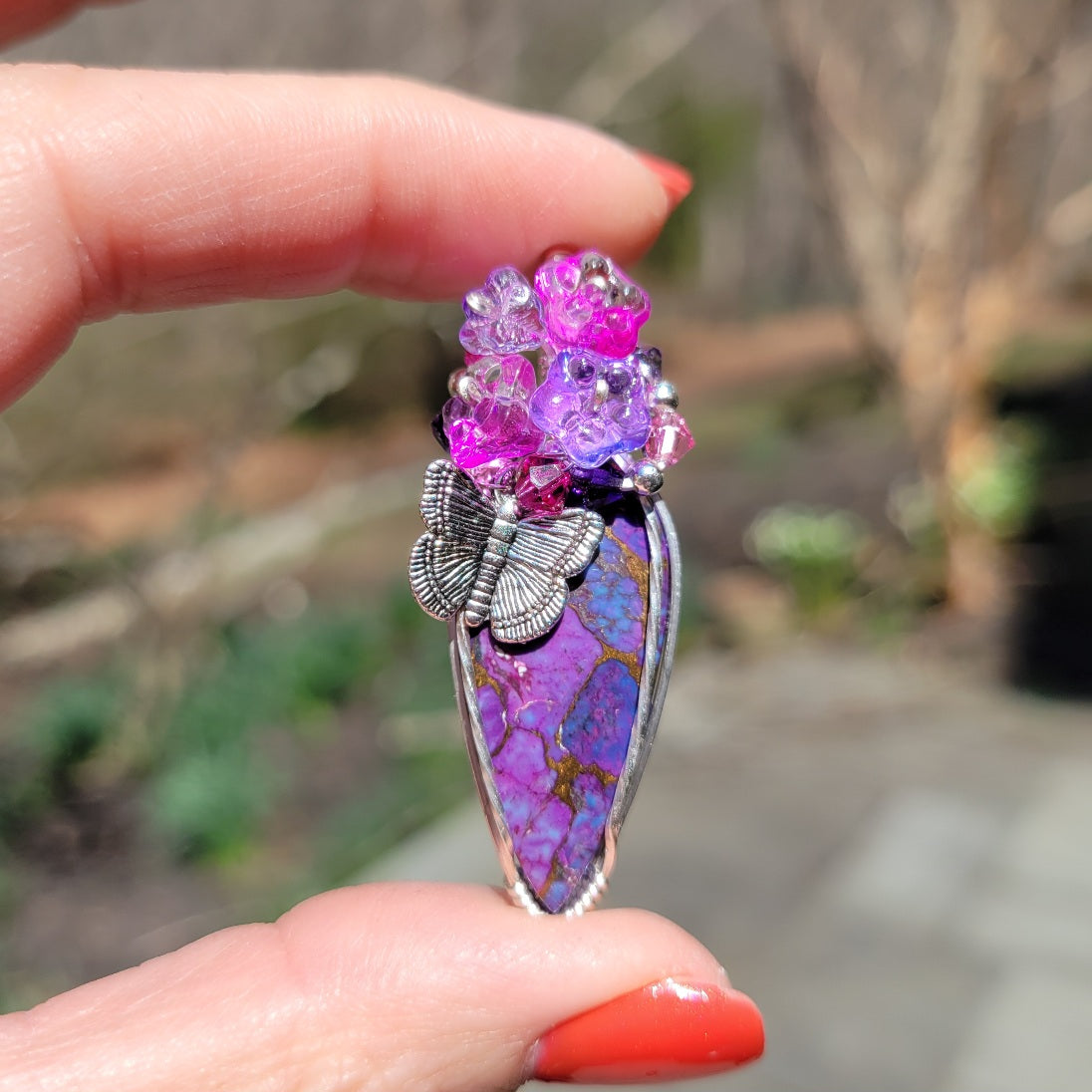 Sterling Silver Purple Mohave Turquoise Spring Pendant