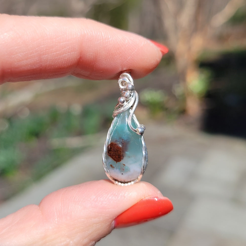 Sterling Silver Aqua Chrysoprase Pendant