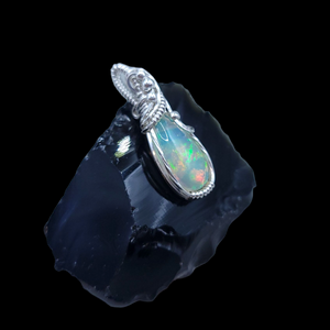 Sterling Silver Ethiopian Welo Fire Opal Pendant