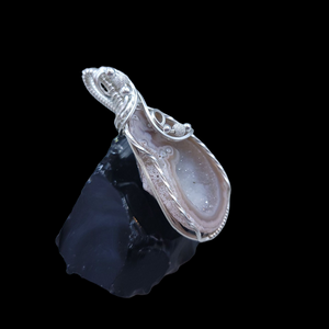 Sterling Silver White Druzy Agate Geode Pendant