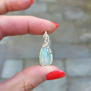 Sterling Silver Ethiopian Welo Fire Opal Pendant