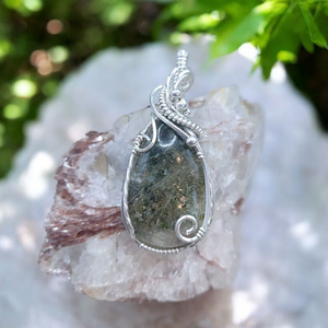 Sterling Silver Rutilated Lodolite (Garden Quartz) Pendant