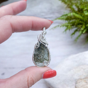 Sterling Silver Rutilated Lodolite (Garden Quartz) Pendant