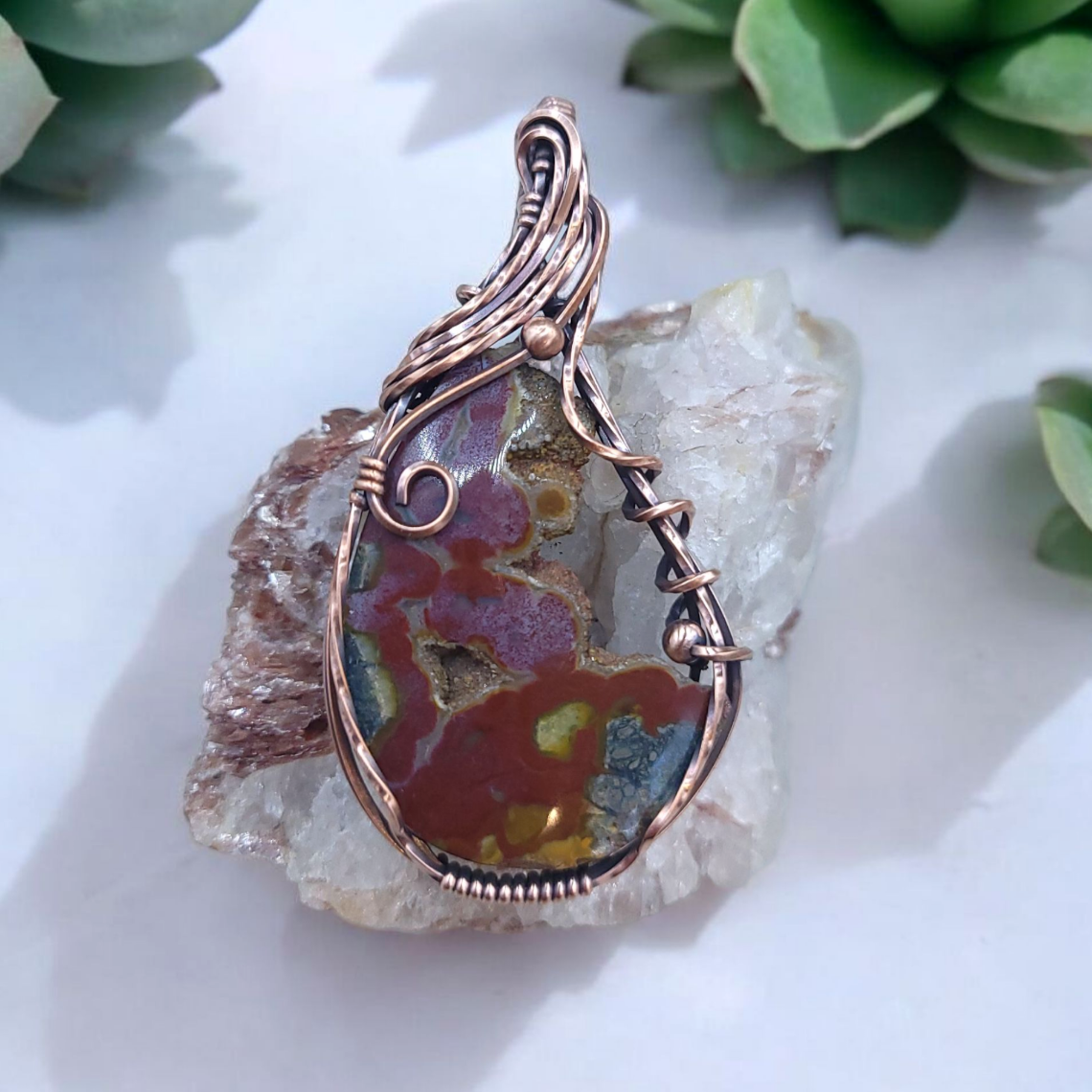 Indonesian Red Marcasite Copper Pendant