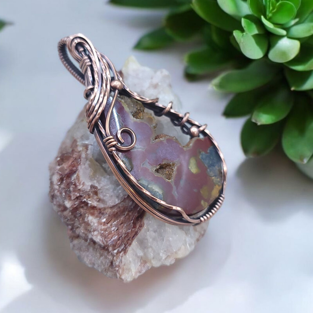 Indonesian Red Marcasite Copper Pendant