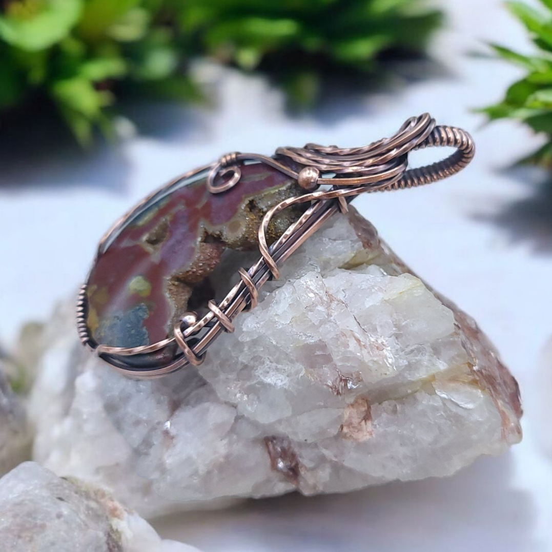 Indonesian Red Marcasite Copper Pendant