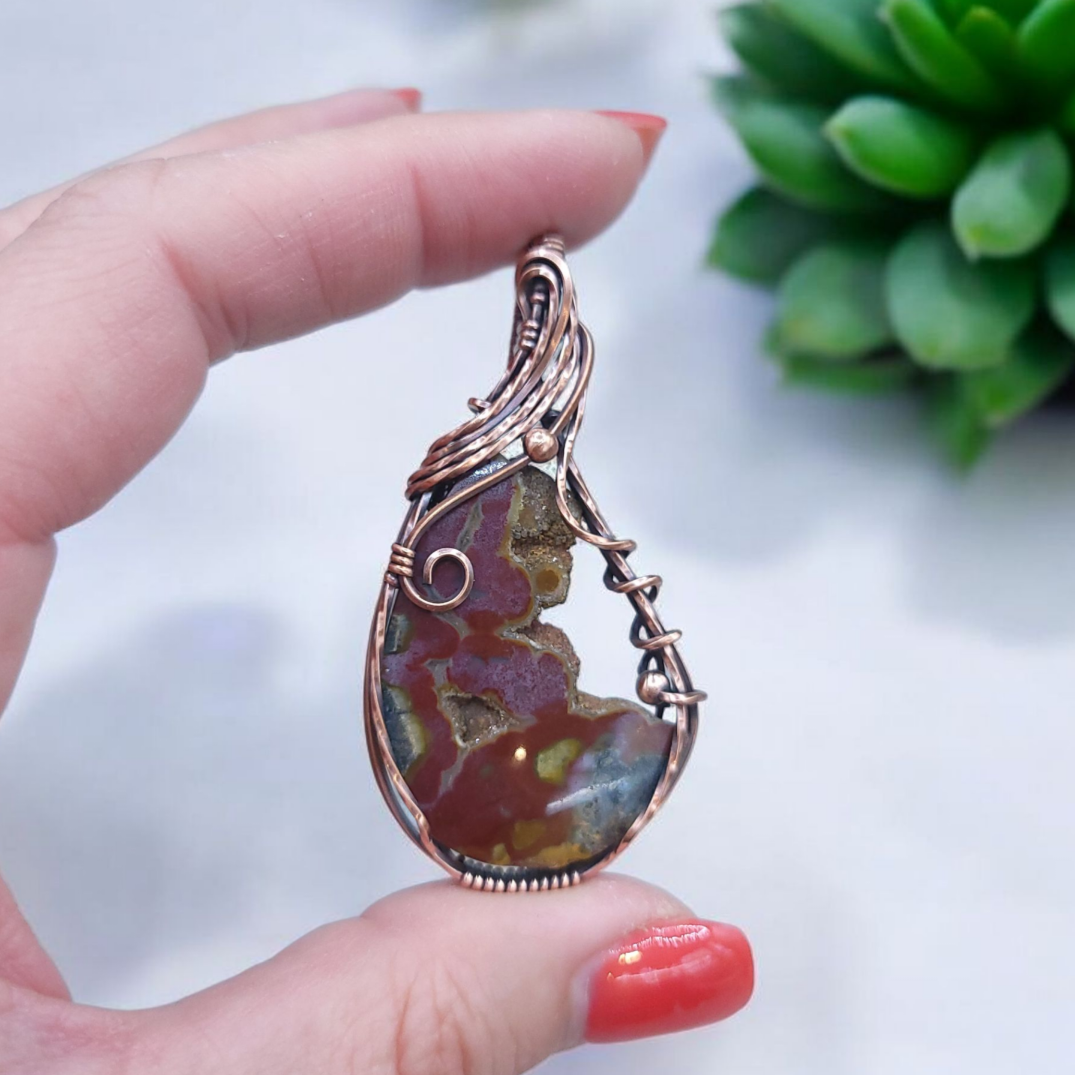 Indonesian Red Marcasite Copper Pendant