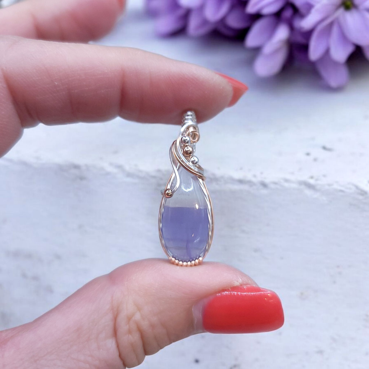Mixed Metal Bi-color Lavender Fluorite Pendant