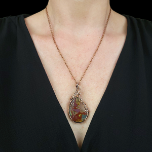 Indonesian Red Marcasite Copper Pendant