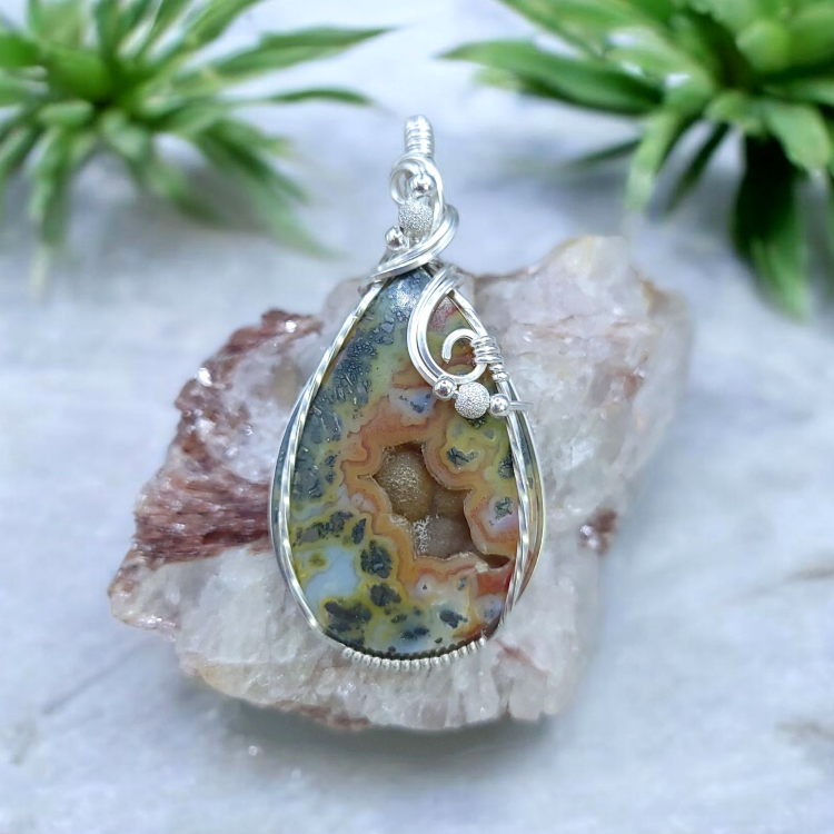 Sterling Silver Druzy Marcasite Pendant
